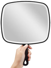 Miroir OMIRO, miroir de main très grand noir avec poignée, reflet net et pratique.