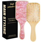 Omzjsvyq brosse-cheveux paddle bois naturel, avant: détanglage en douceur et soin du cuir chevelu.
