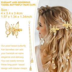 ONCHSH barette-cheveux papillon 3D en mouvement en or, allure scintillante.