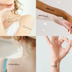 One Grace Blessed – tatouage réaliste mini noir, effet peau naturel