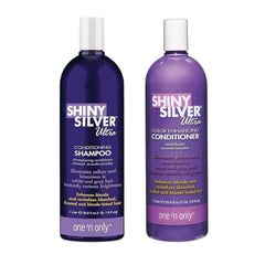 Shampooing violet argenté One 'N Only – bouteille neutralisant les reflets jaunes.