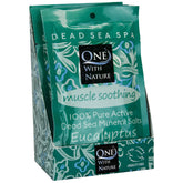 One With Nature Dead Sea salt bath eucalyptus six-pack front view, mineral-rich soak option.