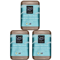 One With Nature Savon Boue Mer Morte: exfolie en douceur et revitalise la peau.