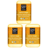 One With Nature Savon Lemon-Sage au sel de la mer Morte, pack 3 barres purifiant et exfoliant.
