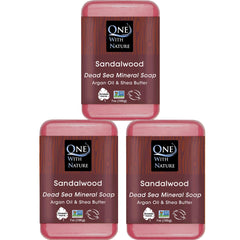 One With Nature savon sel de mer santal – purifiant et exfoliant pour visage et corps