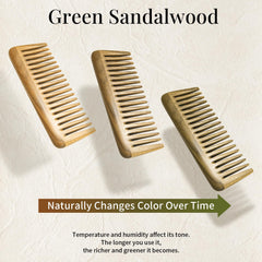 Onedor peigne cheveux santal vert – design artisanal unique.