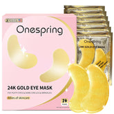 Patchs Onespring sous les yeux avec emballage doré, cadeau raffiné pour le regard.