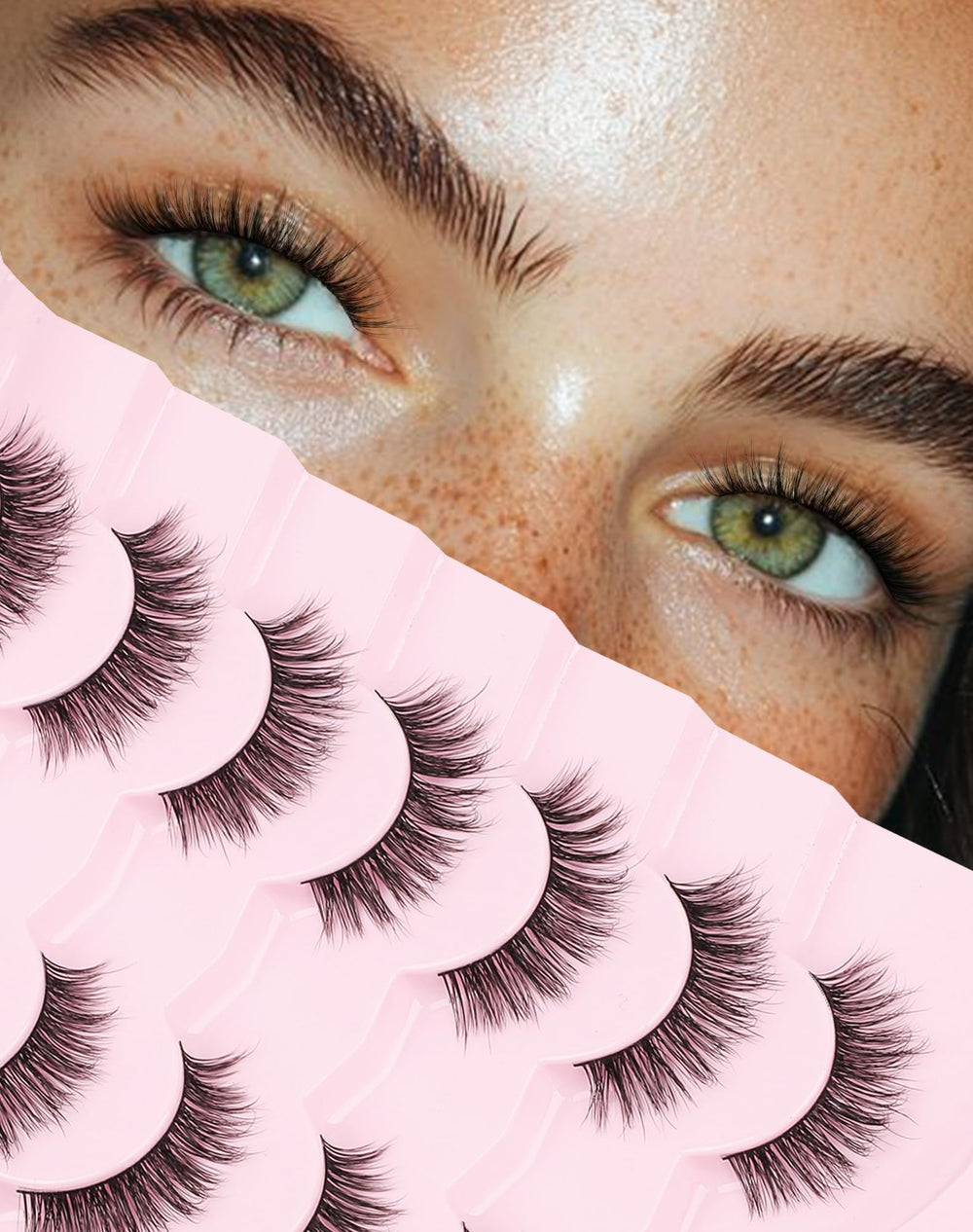Onlyall cils naturals bande mince montrant l’effet discret et naturel
