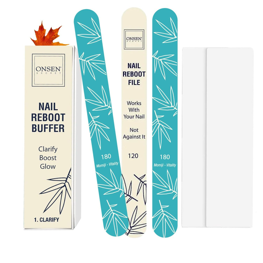 Onsen Secret ponceuse ongles tri-voies pour forme nette et brillance.