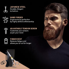 Ontaki ciseaux barbe et cheveux japonais, molette de tension réglable