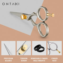 Ontaki ciseaux barbe et cheveux japonais, poignée ergonomique pour confort