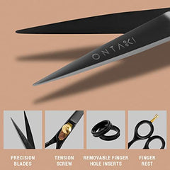 Ontaki ciseaux barbe moustache, repose-doigts amovible pour un confort durable.