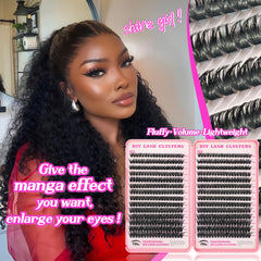 OOPPOO Manga Lash Clusters – densité 80D pour un volume naturel et durable.