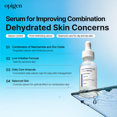 Texture légère et application rapide avec le sérum Opigen sur le visage.