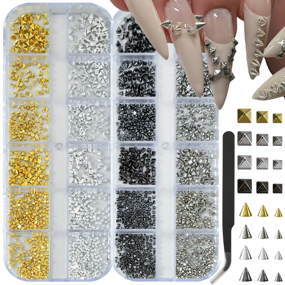 OPMADM charms pour ongles gothiques, carre-pique en or pour allure audacieuse et durable.