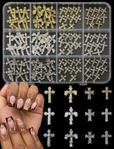 OPMADM croix pour ongles or blanc, style chic et raffiné.