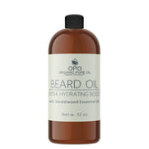 OPO Huile Barbe Sandalwood dans sa bouteille, hydratation pour peau et poils.