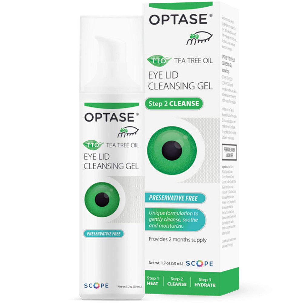 Optase TTO eyelid cleansing gel bottle for gentle daily lid care
