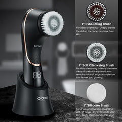 Orauley brosse-visage douceur nettoie en douceur les peaux sensibles.
