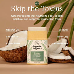 Organic Jaguar déodorant argile kaolin: absorption douce et confort durable.