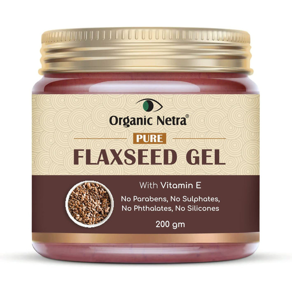Organic Netra gel de graines de lin dans une bouteille, hydratation durable.