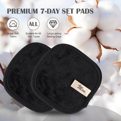 Orighty lingettes démaquillage ensemble 7 jours – ruban indicateur pour une routine organisée.