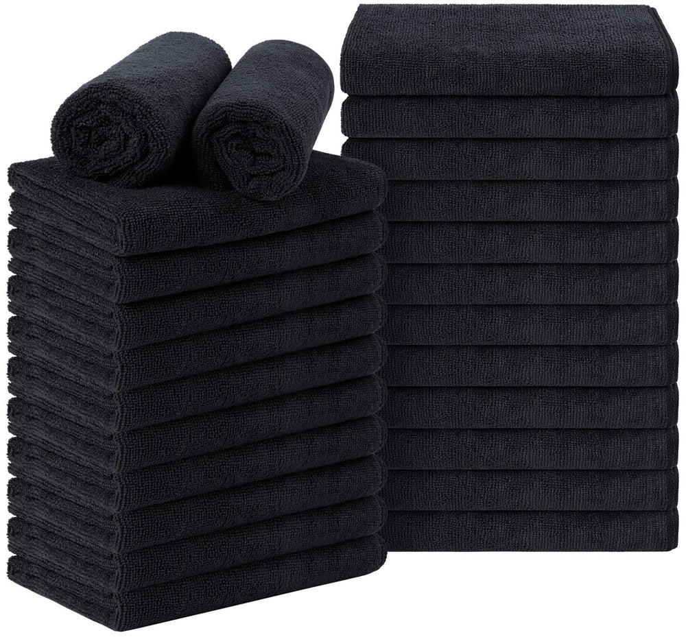 Serviettes Orighty salon noir 16x29, absorption efficace pour cheveux et peau.