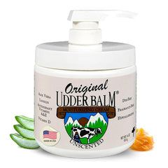 Original Udder Balm, pompe bocal sans parfum, hydratation rapide et durable.