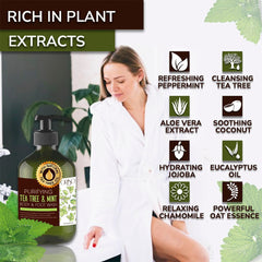Creamy suds of ORISO Tea Tree Mint for hydrated cleansing.