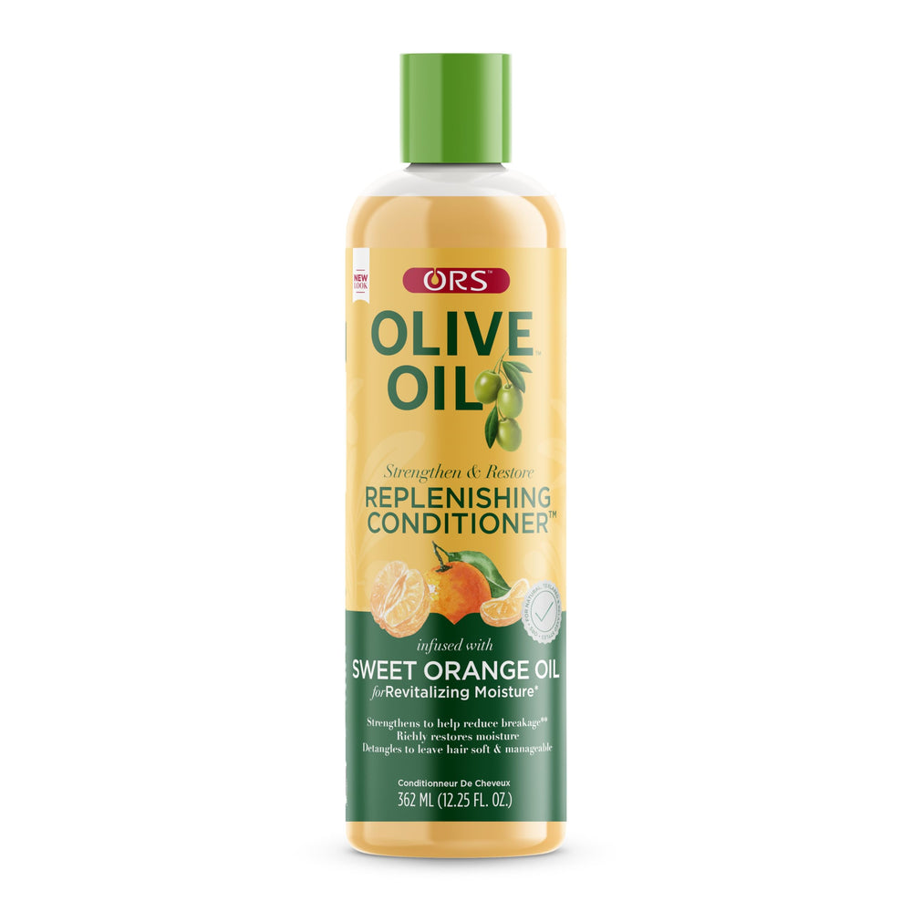 ORS Conditionneur bouteille huile d’olive, hydrate et revitalise les cheveux.