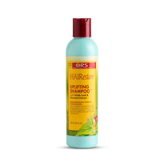 ORS Hairrestore Shampoing, flacon clair prêt à revitaliser les cheveux.