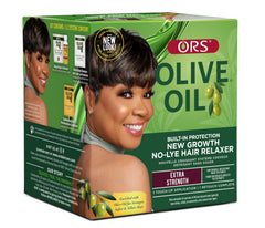 ORS Relaxateur à l’huile d’olive, bouteille montrant la protection intégrée pour cheveux plus lisses.
