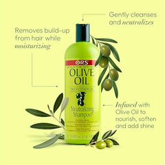 Étiquette du Shampoing ORS neutralisant à l huile d olive, dépôts calciques ciblés