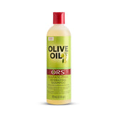 ORS Shampoing huile d'olive sans sulfates, bouteille hydratante pour tous types de cheveux.