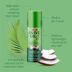 ORS ingrédients huile d'olive et coco, nourrissent et revitalisent.