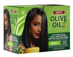 ORS Relaxer kit components with olive oil, shea butter, and pequi for conditioning
