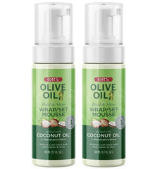 Emballage du set coiffant ORS à l’huile d’olive et coco.