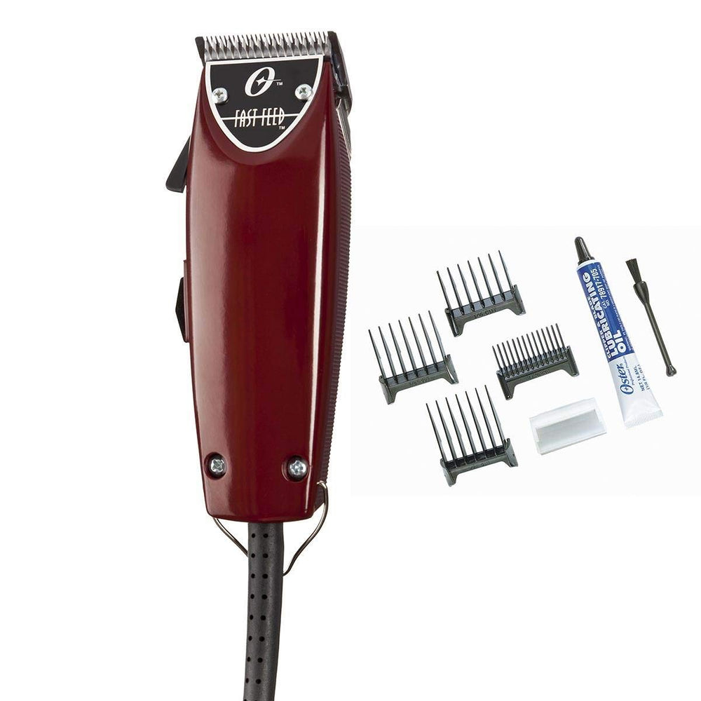 Oster Fast Feed tondeuse avec corps texturé et poignée ergonomique pour une prise en main confortable.