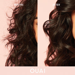 Sensation soyeuse sur les pointes après application OUAI Anti-Frizz.