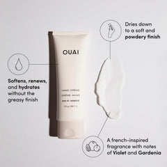 OUAI Crème Main absorption rapide sans fini gras.