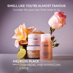 OUAI gommage exfoliant au sucre et huile de coco, texture exfoliante et douce.