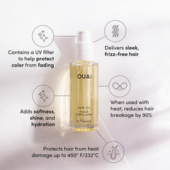 OUAI huile-cheveux application-protection-chaleur idéale lors du coiffage.