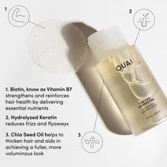 OUAI Kératine Biotine Huile Chia - formulation nourrissante pour cheveux fins.