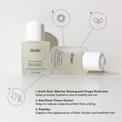 Ingrédients actifs: adaptogènes et hyaluronique dans OUAI Scalp Serum.
