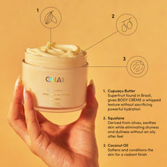 Crème corps OUAI St. Barts chantilly, hydratation légère et absorption rapide.