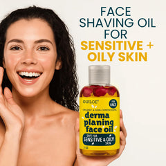 Application fluide de l’huile Dermaplaning sur le visage avant le rasage
