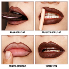 Contour lèvres noir avec Oulac pour application uniforme et sans bavures.