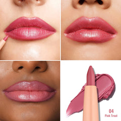 Oulac Rose Delice: finition matte longue tenue sur lèvres et yeux.