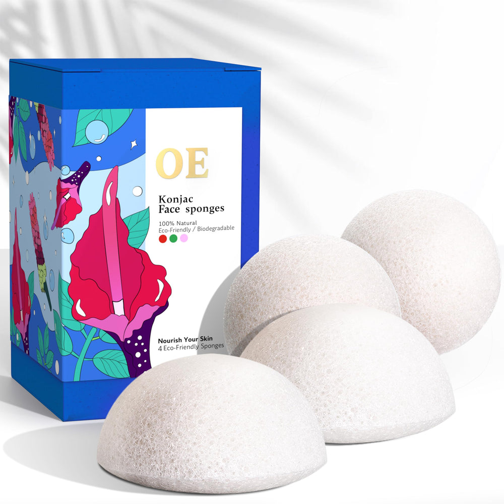 Our Earth Beauty Konjac éponge visage ensemble 4 : nettoyage en douceur et naturel.