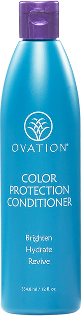 Ovation Hair Conditionneur Protection Couleur en bouteille, hydrate durablement les cheveux colorés.
